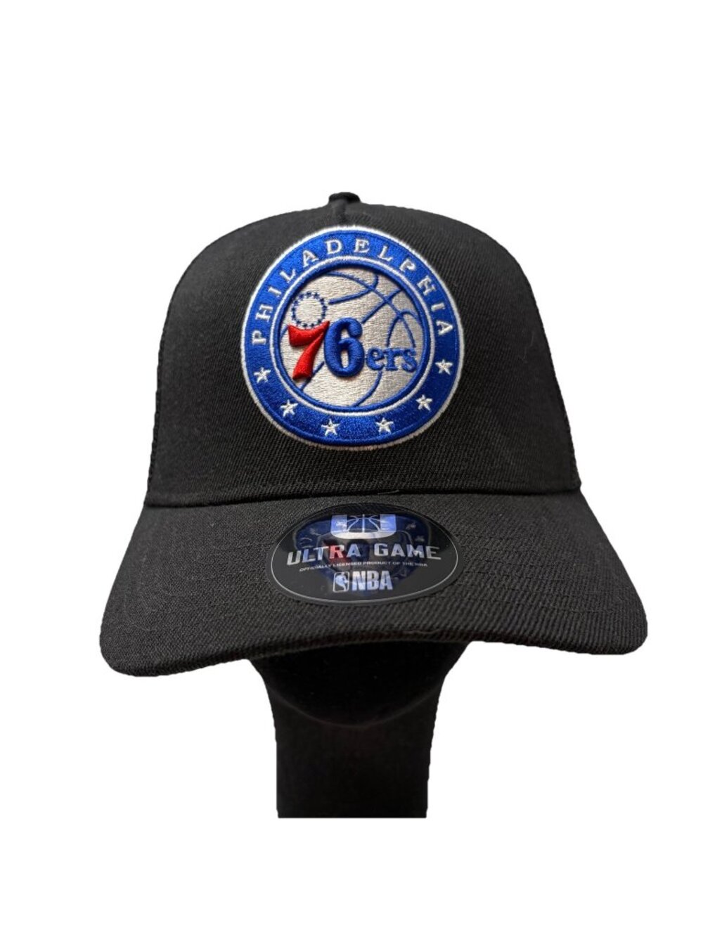 Philadelphia 76ers Ultra Game Mesh Snapback Trucker Hat Cap Retro NWT NBA Black